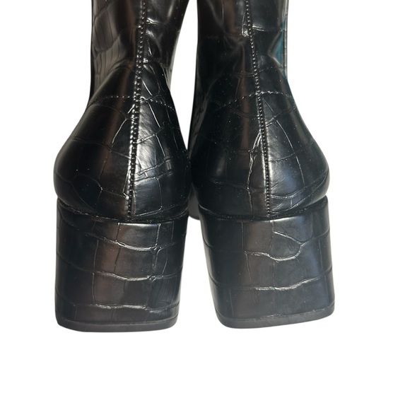 Pull & Bear Collection Faux Leather Croc Embossed Heeled Booties Sz 37 - Picture 13 of 16